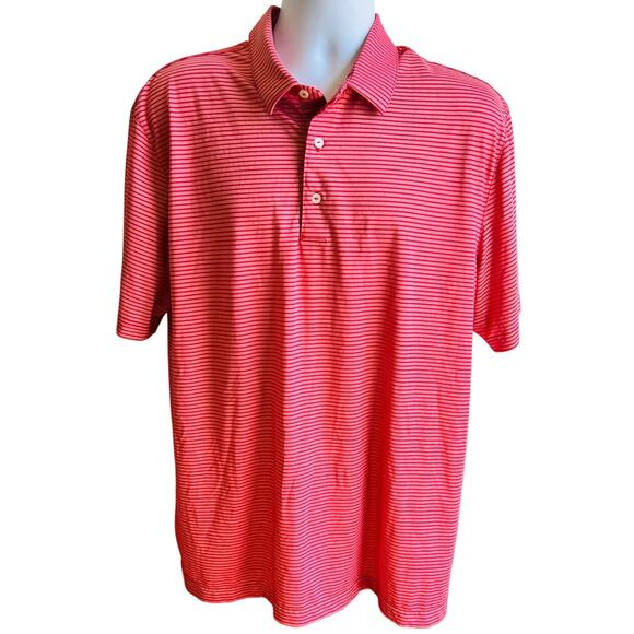 Greg Norman Other - Greg Norman Red Pink Micro Stripe Golf Polo XL PlayDry Performance Shirt Short